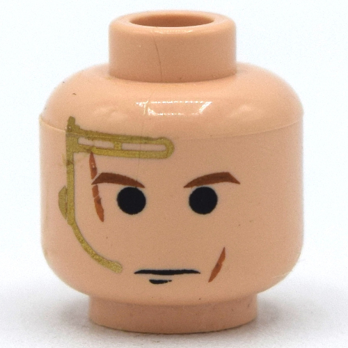 Minifig Head Anakin Skywalker, Gold Headset, Brown Eyebrows, Light Scars Print Hellnougat