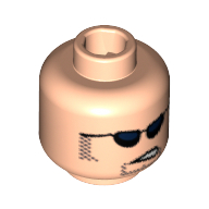 Minifig Head Henchman, Sunglasses, Partially Open Mouth, Sideburns and Stubble Print [Blocked Open Stud] Hellnougat