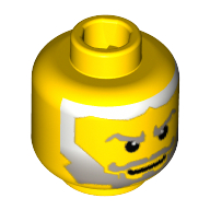Minifig Head King Jayko / King Mathias / Warrior / Wizard / Knight / , Gray Beard Fading to White Hair, White Pupils Print [Blocked Open Stud] Yellow