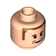 Minifig Head Rubens Barrichello, Brown Hair and Eyebrows Print Hellnougat