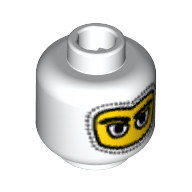 Minifig Head F1 Driver, Balaclava with Eyes Hole Stitching Trim, Large Eye Whites Print [Blocked Open Stud] Weiß
