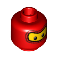 Minifig Head Spider-Man / F1 Pit Crew, Balaclava with Brown Eyebrows, White Spot in Eyes Print [Blocked Open Stud] Rot