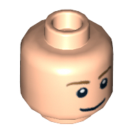 Minifig Head, Brown Eyebrows, Thin Grin, Black Eyes with White Pupils Print Light Nougat