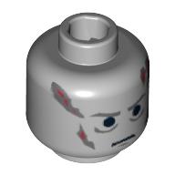 Minifig Head Darth Vader, Scars Gray Left & Right, Gray Eyebrows Print Light Bluish Gray