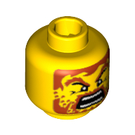 Minifig Head Karzon / Warrior, Brown Beard with Stubble, Yelling Mouth Print [Blocked Open Stud] Yellow