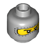 Minifig Head Specs / Astronaut, Balaclava with Eyes Hole Stitching Trim, Nose Hump, White Pupils Print [Blocked Open Stud] Hellblaugrau