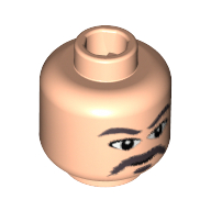 Minifig Head Fire Nation Soldier (Avatar), Gray Moustache, Goatee, Eyebrows Print [Blocked Open Stud] Hellnougat