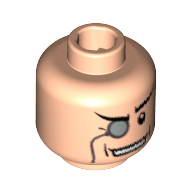 Minifig Head Penguin, Monocle, Slanted Eyebrows, Wide Grin Print [Blocked Open Stud] Light Nougat