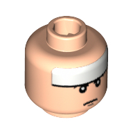 Minifig Head Batman, White Stripe, Pursed Lips Print [Blocked Open Stud] Hellnougat