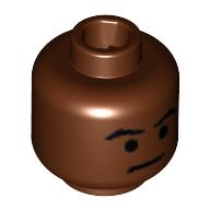 Minifig Head Mace Windu, Arched Eyebrows and Thin Line Mouth Print [Blocked Open Stud] in 