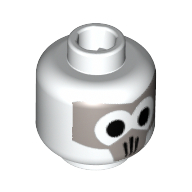 Minifig Head Firebender (Avatar), Gray Mask with Black Eyes Print [Blocked Open Stud] White