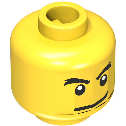 Minifig Head, Eyebrows, Crows Feet with Open Mouth Scared / Mischievous Print Gelb