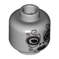 Minifig Head Death Eater, Ornate Silver Mask Print [Blocked Open Stud] Hellblaugrau