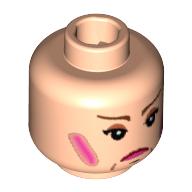 Minifig Head Dolores Umbridge, Pink Lips, Rouge, Frown Lines, White Pupils Print [Blocked Open Stud] Hellnougat