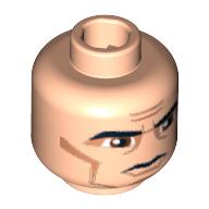 Minifig Head, Thick Eyebrows, Large Eyes, Cheek Lines Print Hellnougat