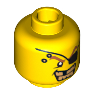 Minifig Head Gold Tooth, Eyepatch, Gold Teeth, Missing Tooth Print [Blocked Open Stud] Yellow