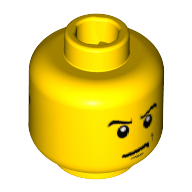 Minifig Head Agent Chase, Sunglasses, Headset, Angry Eyebrows / Scowl, White Pupils Print Yellow