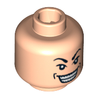 Minifig Head Shanghai Gangster, Arched Eyebrows, White Pupils, Wide Grin with Dimples Print Hellnougat