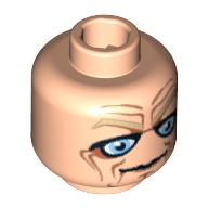 Minifig Head Palpatine (Chancellor), Blue Eyes, Deep Brown Wrinkles Print Hellnougat