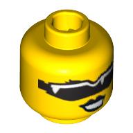 Minifig Head Dyna-Mite, Female, Black Lips, Black Sunglasses Print [Blocked Open Stud] Yellow