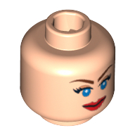 Minifig Head Elsa Schneider, Dual Sided, Blue Eyes Scared / Smiling Print [Blocked Open Stud] Hellnougat