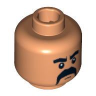 Minifig Head Kazim, Fu Manchu Moustache, Thick Eyebrows Print [Blocked Open Stud] Nougat