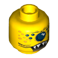 Minifig Head Snake, Single Eye, Spots, and Jagged Teeth Print Gelb