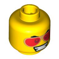 Minifig Head, Dual Sided, Red Sunglasses, and Grin / Scared Print [Blocked Open Stud] Yellow