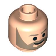 Minifig Head Crix Madine, Trim Brown Beard, Eyebrows and Smile Print [Blocked Open Stud] Hellnougat