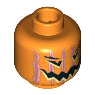 Minifig Head Pumpkin, Jack-o-Lantern, Vertical Lines Print Orange