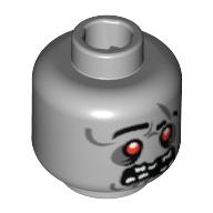Minifig Head Zombie, Red Eyes with White Pupils, Missing Teeth Print Hellblaugrau