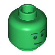 Minifig Head Army Man (Toy Story), Stern Eyebrows, Green Pupils and Chin Dimple Print [Blocked Open Stud] Grün