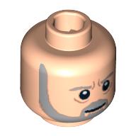 Minifig Head Obi-Wan Kenobi, Gray Beard and Eyebrows, Lines under Eyes, Furrowed Brow, White Pupils Print Hellnougat