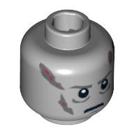 Minifig Head Darth Vader, Scars Gray Left & Right, Gray Eyebrows, White Pupils Print Hellblaugrau