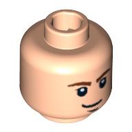 Minifig Head Han Solo, Brown Eyebrows, White Pupils and Brown Chin Dimple Print [Blocked Open Stud] Hellnougat
