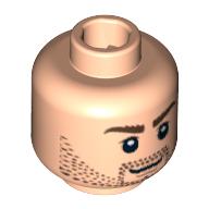 Minifig Head Dastan, Beard Stubble, Bushy Eyebrows, Determined / Grin Print Hellnougat