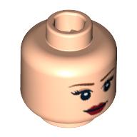 Minifig Head Leia / Boushh / Princess Tamina, Eyelashes, Eye Shadow, Dark Red Lips, Smile / Frown Print Light Nougat