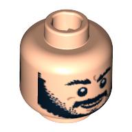 Minifig Head Sheik, Beard, Bushy Eyebrows, Grin / Worried Print Hellnougat