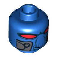 Minifig Head Cad Bane, Red Eyes and Breathing Apparatus Ports Print [Blocked Open Stud] Blue
