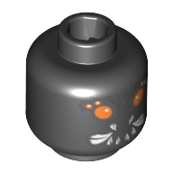 Minifig Head Craniac, Red Eyes and White Fangs Print [Blocked Open Stud] Black