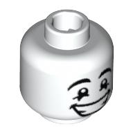 Minifig Head Mime, Happy Face, Black Eyes with White Pupils [Blocked Open Stud] White