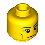 Minifig Head Pharaoh, Vertical Cheek Lines, Slight Frown, Chin Dimple and White Pupils Print Gelb