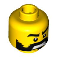 Minifig Head Spartan Warrior, Beard with Ragged Edges, Black Eyebrows, Bared Teeth Print [Blocked Open Stud] Gelb