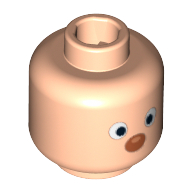 Minifig Head, White Eyes, Black Pupils and Red Nose Print Light Nougat