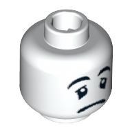 Minifig Head Mime, Sad Face, Black Eyes with White Pupils [Blocked Open Stud] Weiß