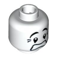 Minifig Head Mime, Scared Look, Black Eyes with White Pupils Print [Blocked Open Stud] White
