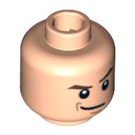 Minifig Head Draco Malfoy, Dual Sided, Smirking / Troubled Print [Blocked Open Stud] Hellnougat