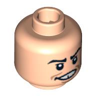 Minifig Head Marcus Flint, Eyebrows, Grin Missing Tooth Print [Blocked Open Stud] Light Nougat