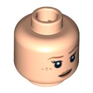 Minifig Head Ginny Weasley, Dual Sided, Freckles, Eyelashes, Slightly Smiling / Frowning Print [Blocked Open Stud] Light Nougat