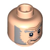 Minifig Head Ollivander, Dual Sided, Smiling / Scared Print [Blocked Open Stud] Light Nougat